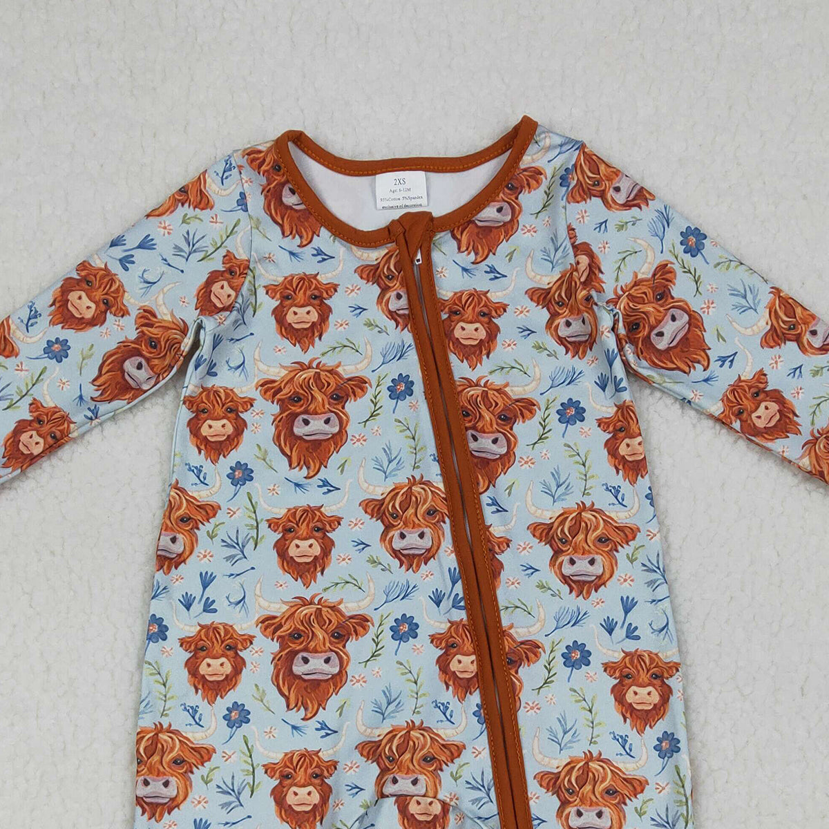 4.8 LR1787 RTS NO MOQ （In stock)  floral western baby girls zipper romper