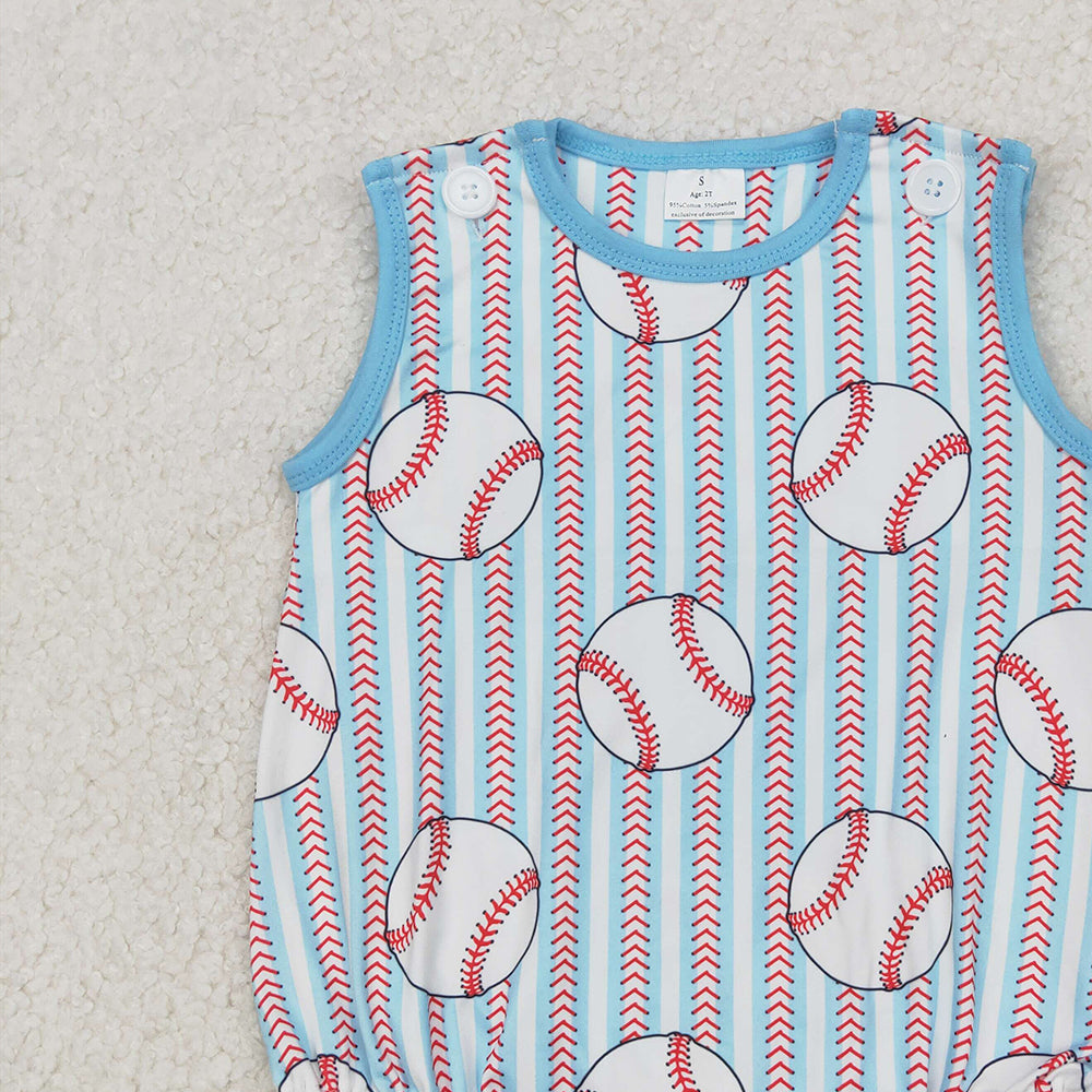 4.14 SR2743 RTS NO MOQ Baby Boys Summer Rompers  Sleeveless baseball baby boys summer romper