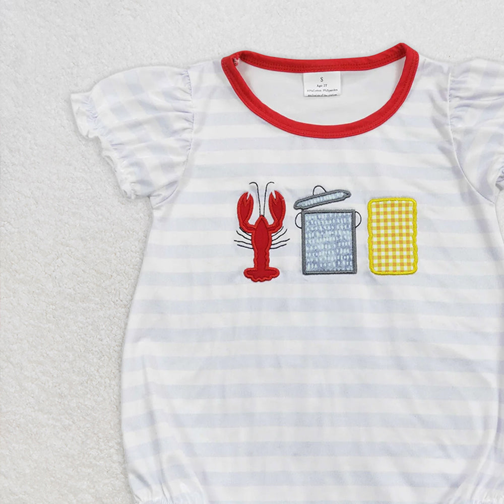 SR0743  RTS NO MOQ Baby Girls Summer Rompers Baby Girls Crawfish Boiled Spring Sibling Rompers Clothes Sets