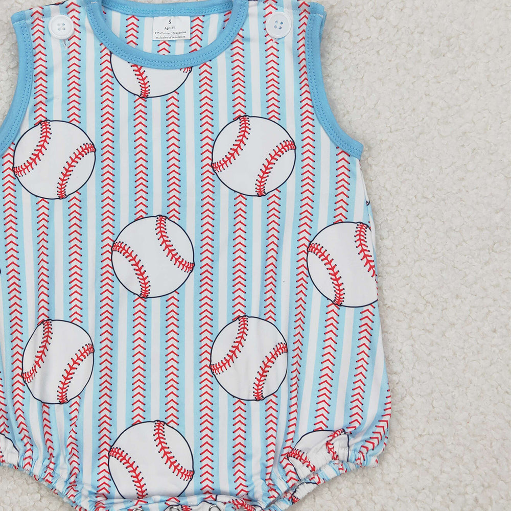 4.14 SR2743 RTS NO MOQ Baby Boys Summer Rompers  Sleeveless baseball baby boys summer romper