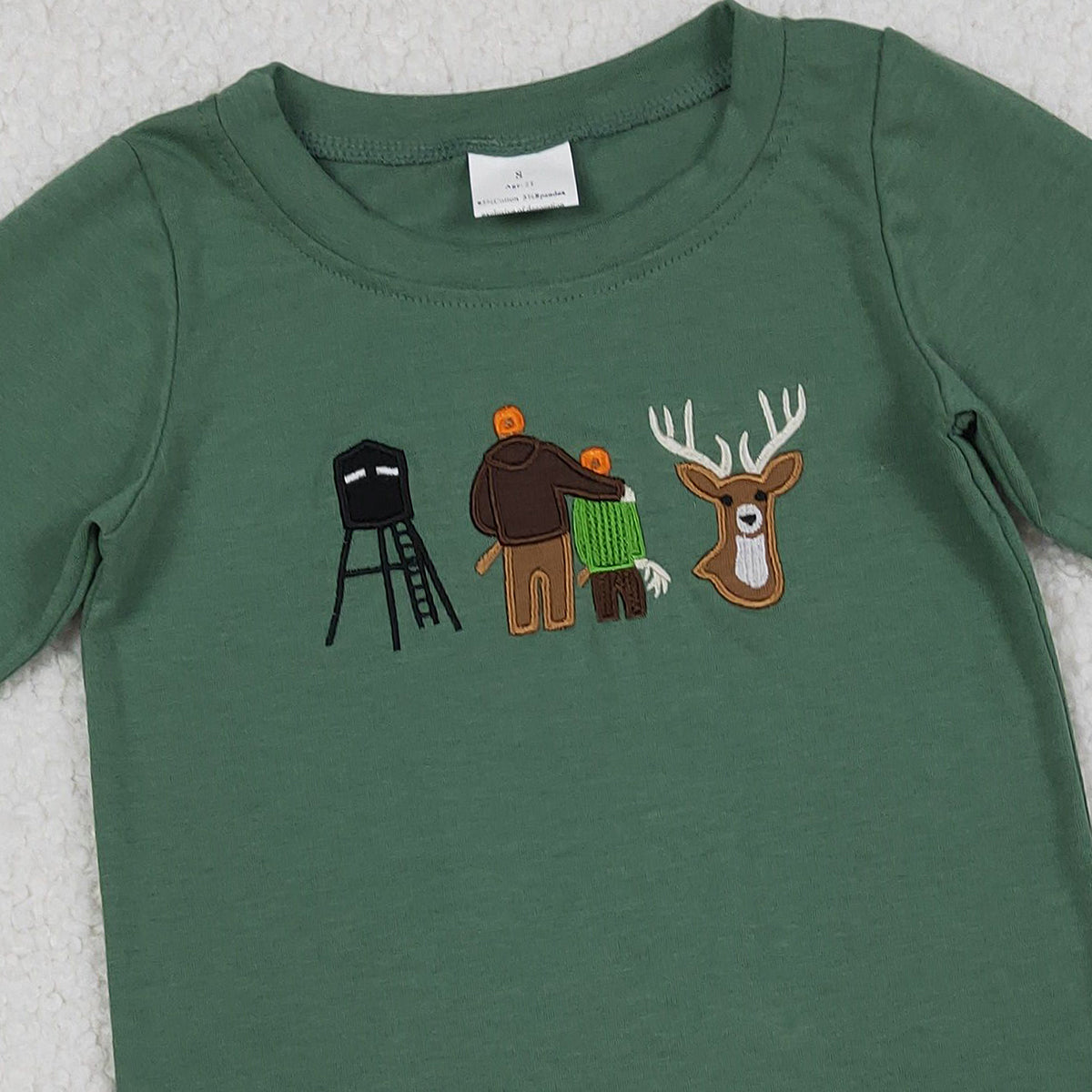 12.11 RTS NO MOQ （In stock）BT1438 Embroidery Deer Baby Boys Hunting T-shirts Top