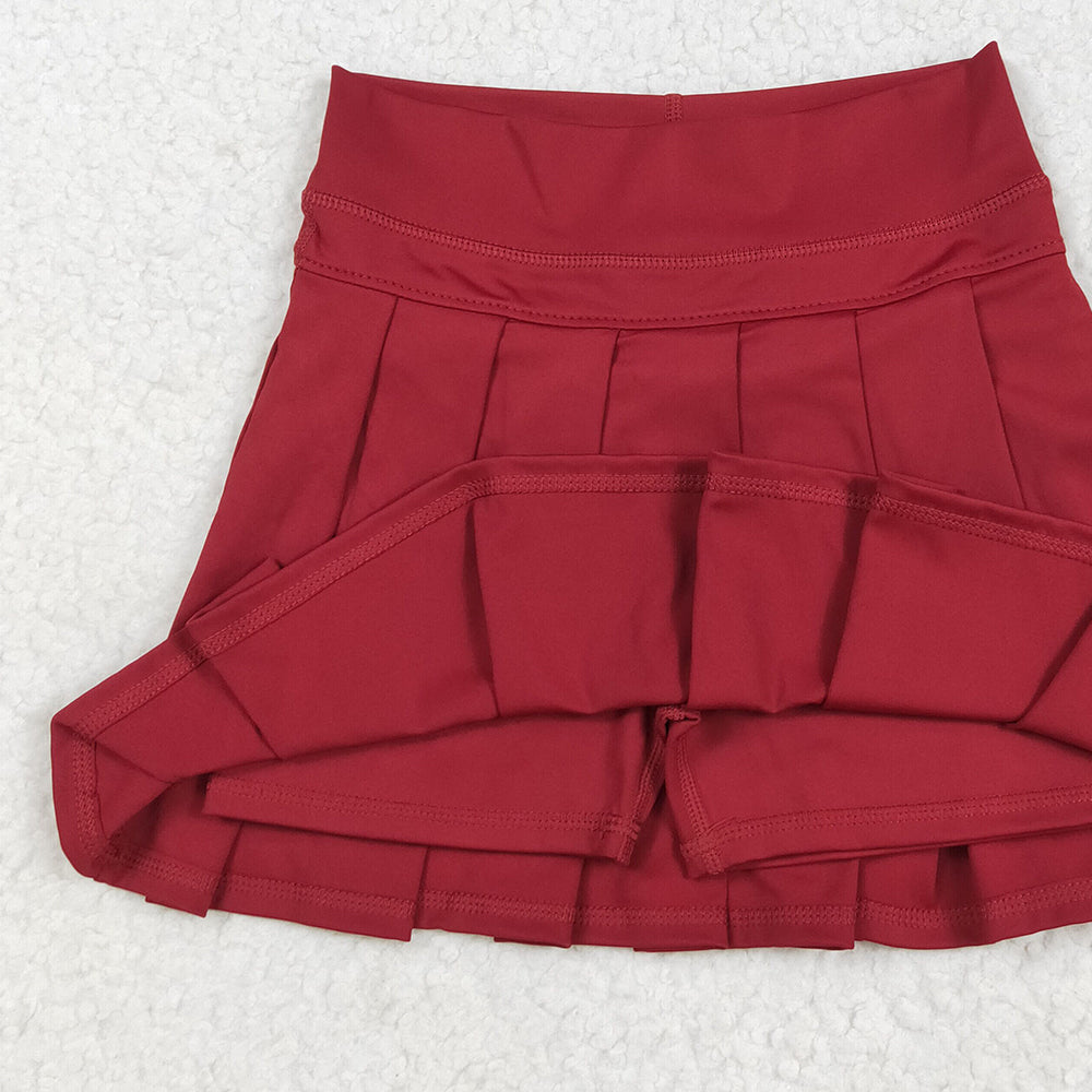 RTS NO MOQ （In stock）GLK0124 Baby Girls Summer Yoga Skirt Baby Girls Dark Red Yoga Skorts Bottom