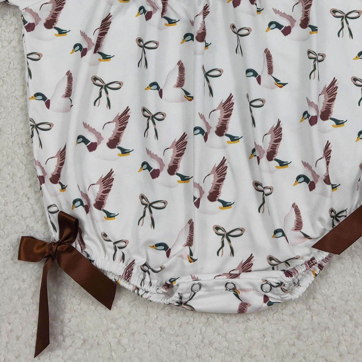 12.16 RTS NO MOQ （In stock）SR3346 Baby Girls Summer Rompers Smocked Daddy's Girl Baby Girls Bows Ducks Hunting Ruffle Rompers