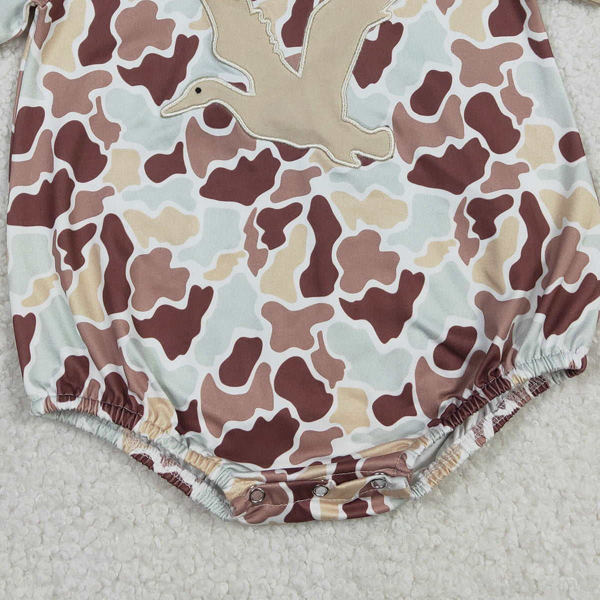1.6 RTS NO MOQ （In stock）SR3572 Baby Boys Rompers Embroidery Ducks Baby Boys Southern Khaki Camo Hunting Rompers