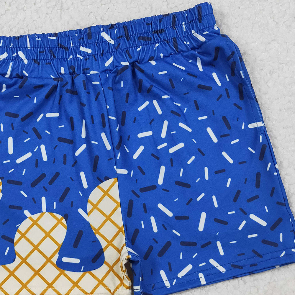 RTS NO MOQ （In stock）SS0640 Baby Boys Summer Shorts Royal Blue Drip Sprinkle Team Shorts Bottom