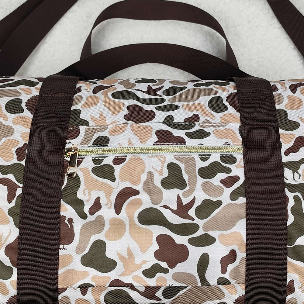 BA0287Brown Duck Dog Deer Turkey Camouflage Hunting Duffel Bag Outdoor Travel Sports Equipment Storage Bag