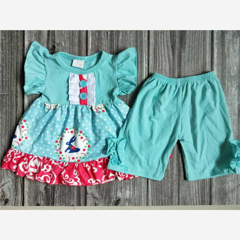 B9-9 Pre-order baby girls clothes short sleeve top with shorts kids summer set