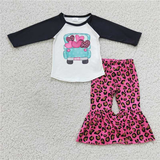 6 B7-24 Heart print leopard girls Valentine's day cothing