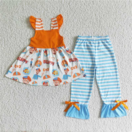 B14-2 Cartoon orange capris sets