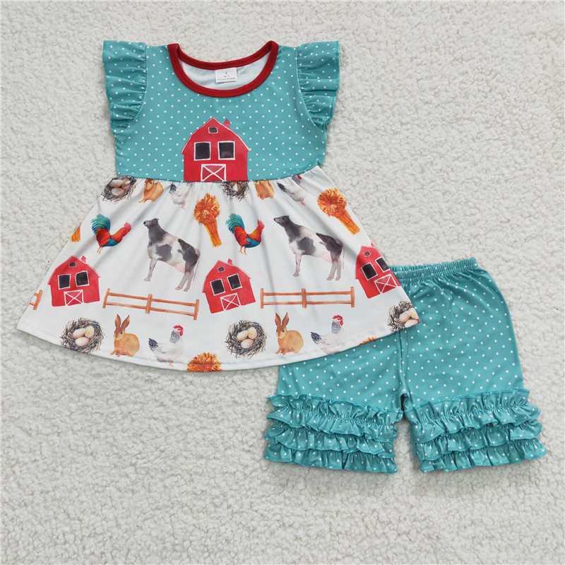 Farm house ruffle shorts sets
