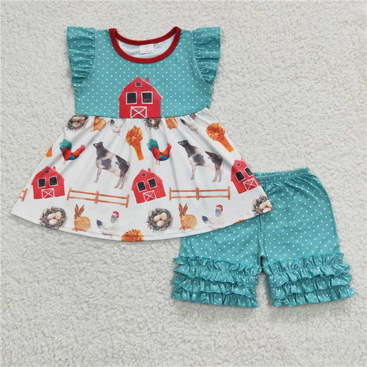 Farm house ruffle shorts sets