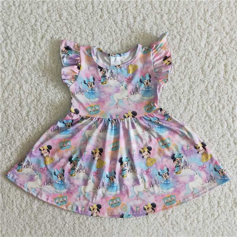 B10-11Blue bow sleeve dress