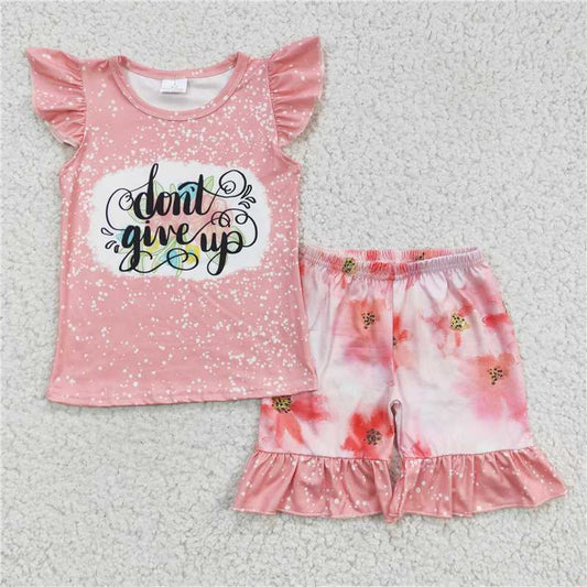 C0-3 dont give up letters light pink shorts