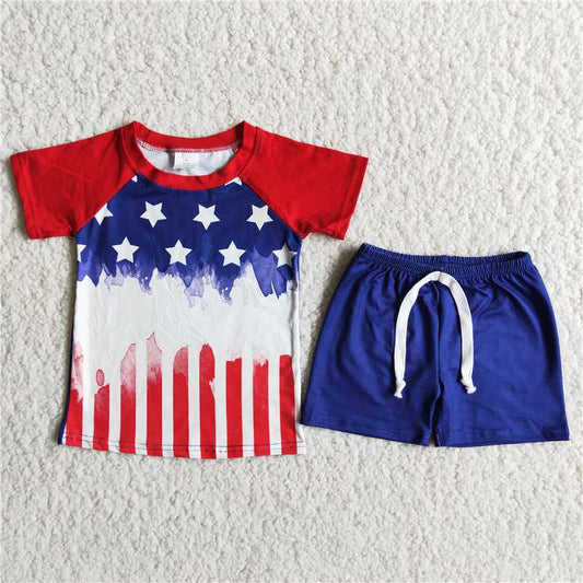 D9-14  4th of July star bleach boys shorts sets