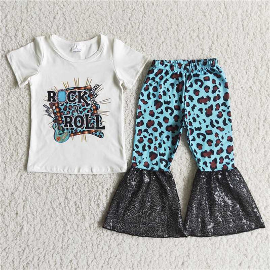 D4-15 Rock and Roll Leopard sequin pants set