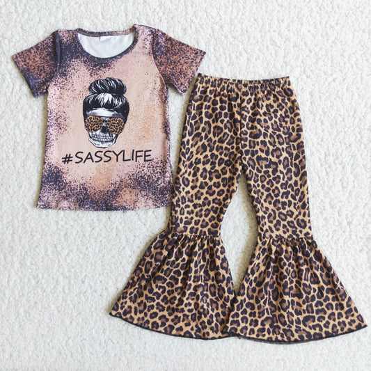 C3-22 Sassylife leopard bell bottom pants sets