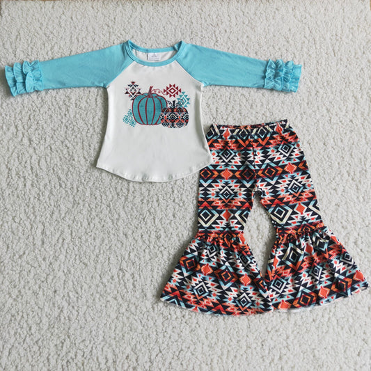 6 B11-39Pumpkin aztec pants girls fall clothing