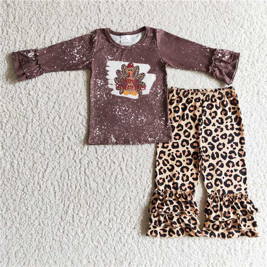 6 C9-40Happy Thanksgiving turkey leopard girls outfits