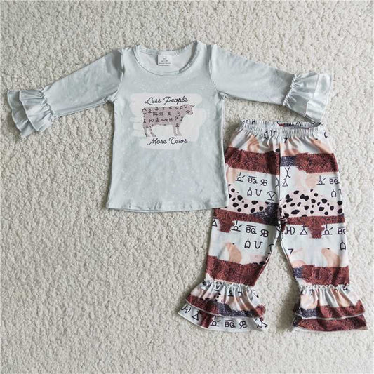 6 C11-20less people more cows shirt ruffle pants girls outfits