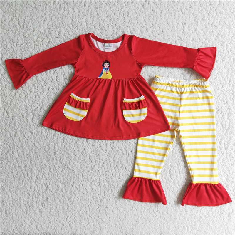 6 C10-16Red pocket tunic stripe pants princess girls boutique outfits