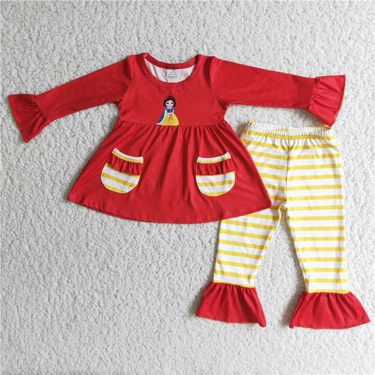 6 C10-16Red pocket tunic stripe pants princess girls boutique outfits