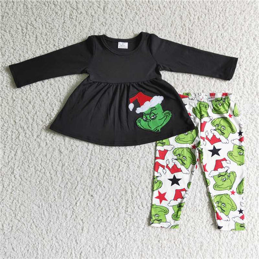 6 A3-13 Embroidered grinch black long-sleeved suit