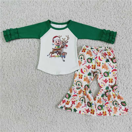 6 A18-20 Christmas antler top cocomelon flared pants