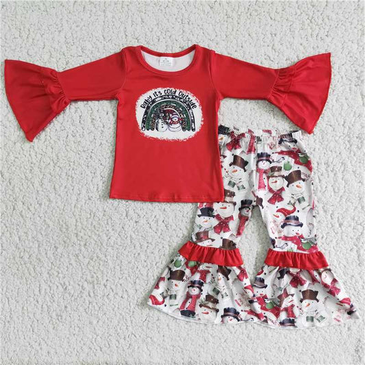 6 B6-6 Babylt's Christmas snowman red long-sleeved trousers suit