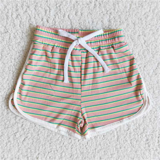 B0-29  Baby girls stripe tie sports design shorts 2