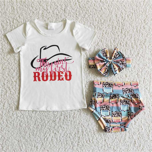 GBO0023   Rodeo baby girls summer bummie sets(can choose headband here)