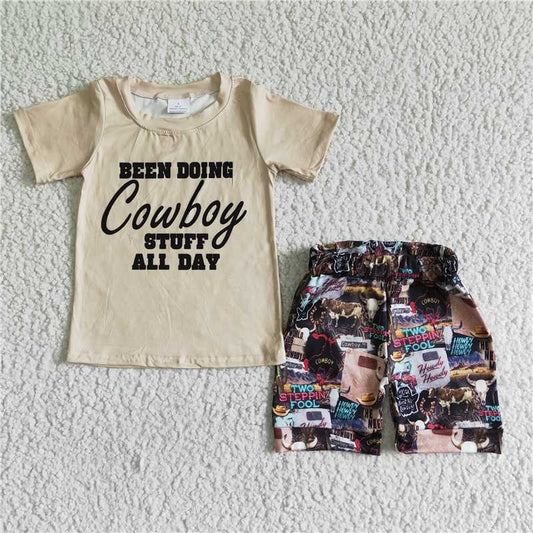 GSSO0017 Baby boys cowboy stuff shorts set
