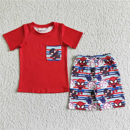 BSSO0062 Baby boys pocket cartoon shorts summer sets preorder