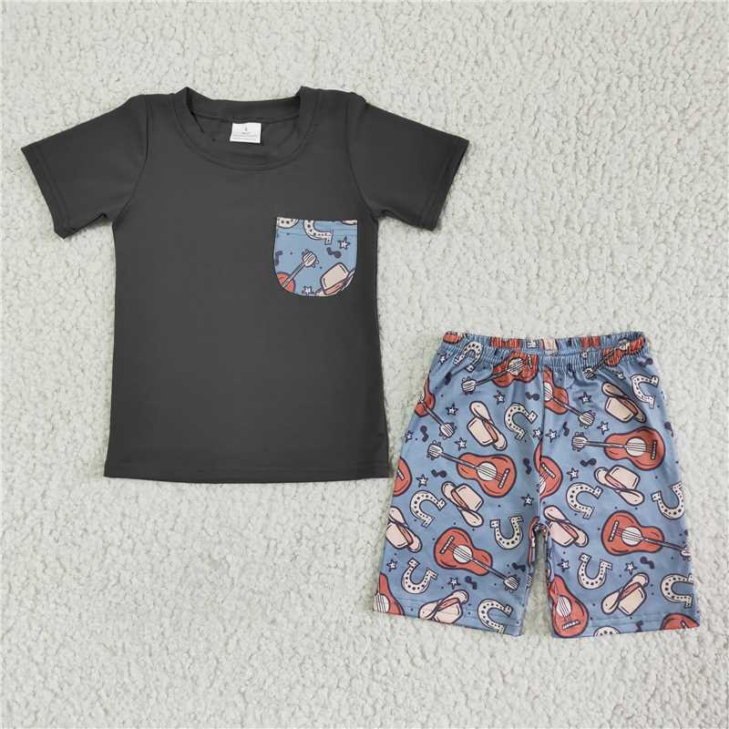 BSSO0075 Baby boys western gita shorts sets