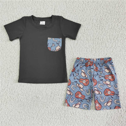 BSSO0075 Baby boys western gita shorts sets