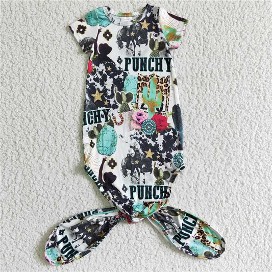 NB0008  Baby newborn western cactus gown