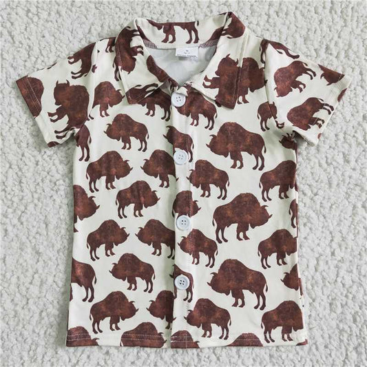BT0004 Baby Boys western button up cow shirts