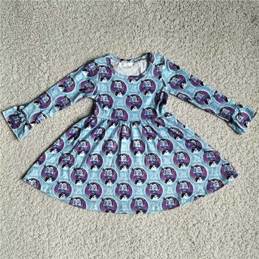 9.25 RTS NO MOQ（In stock）G3-12-4\[ Baby Girls Winter Dress Little Witch Ball Blue Long Sleeve Dress