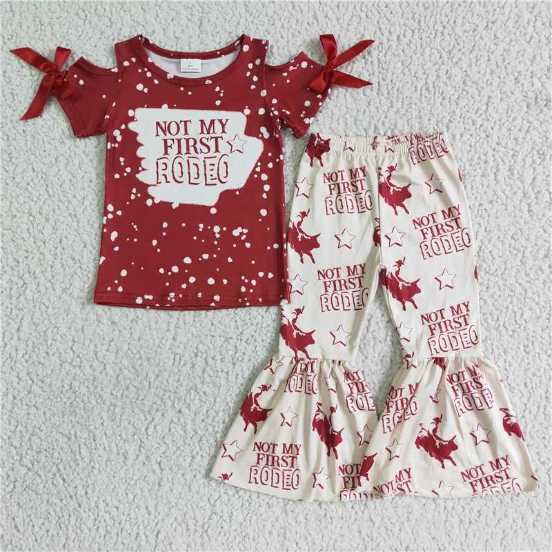 GSPO0088 RODEO red bow short-sleeved trousers suit