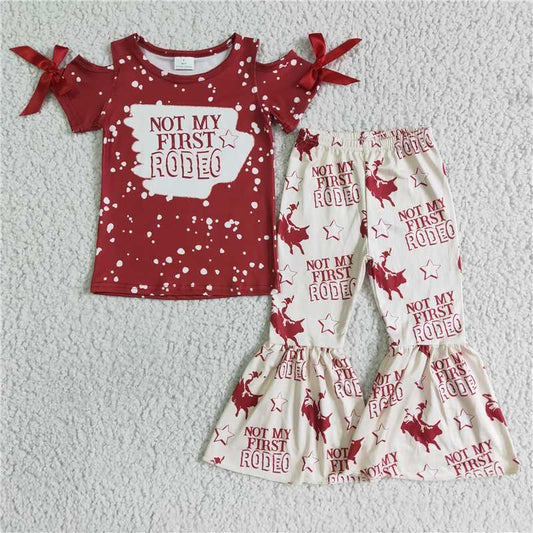 GSPO0088 RODEO red bow short-sleeved trousers suit