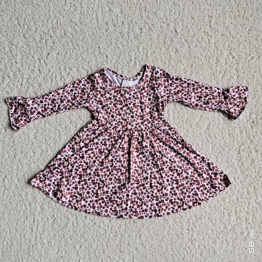 9.25 RTS NO MOQ（In stock）G3-12-5*'; Baby Girls Winter Dress Smoky purple floral long-sleeved dress