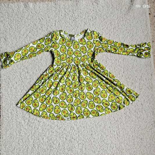 9.27 RTS NO MOQ（In stock）G4-12-1[ Baby Girls Winter Dress Green Eggman Long Sleeve Dress