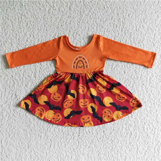 GLD0016  Baby girls Halloween rainbow dresses