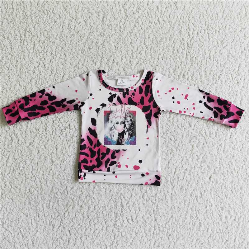 GT0010  Do it leopard long sleeve singer shirt girls sweatshirt