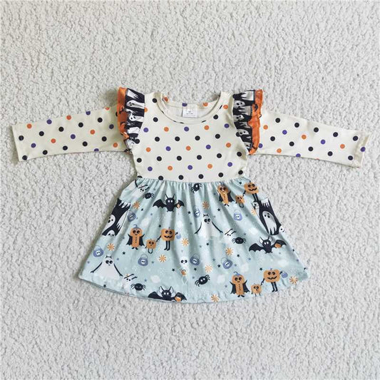GLD0022  Baby girls long sleeve Halloween dots dresses