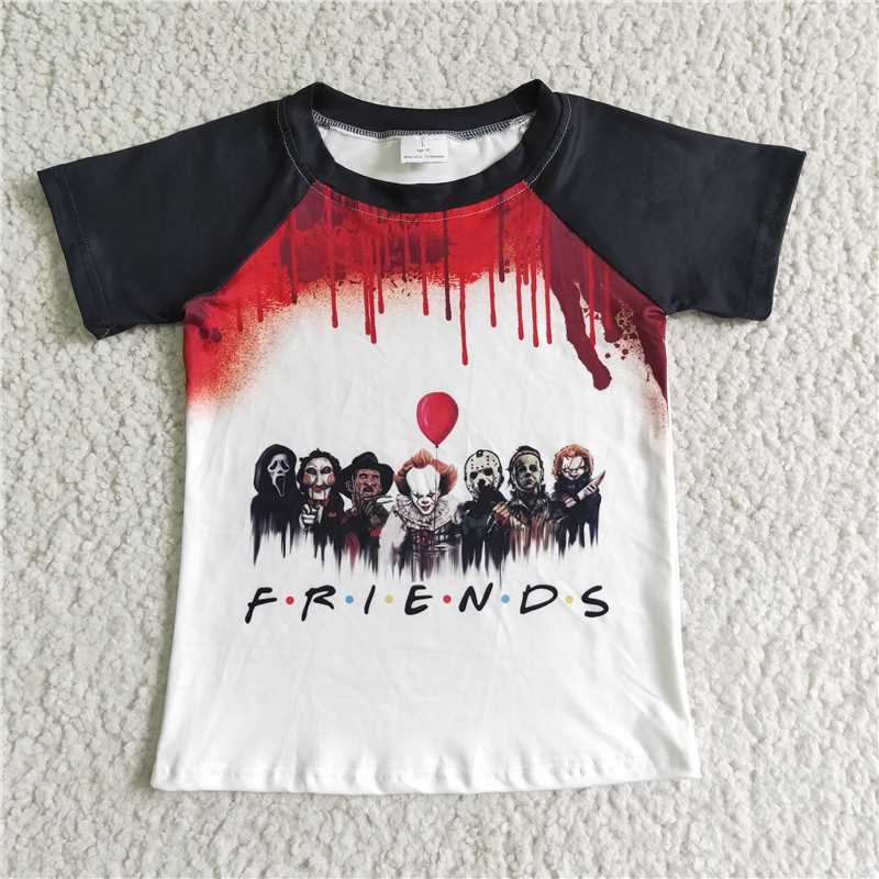 BT0033 Baby Boys short sleeve Halloween red black shirts
