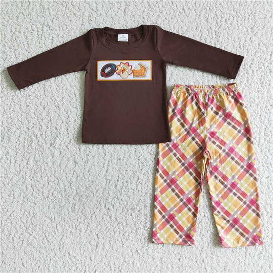 BLP0005Football turkey pumpkin pie boy thanksgiving clothing