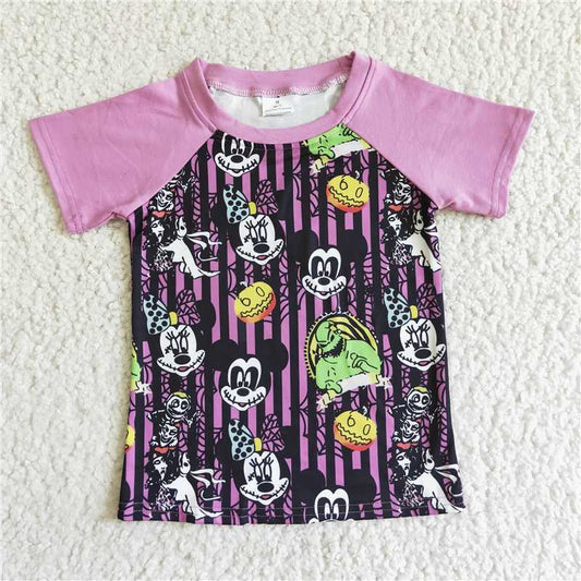 BT0041 Baby kids Short Sleeve Halloween purple shirts