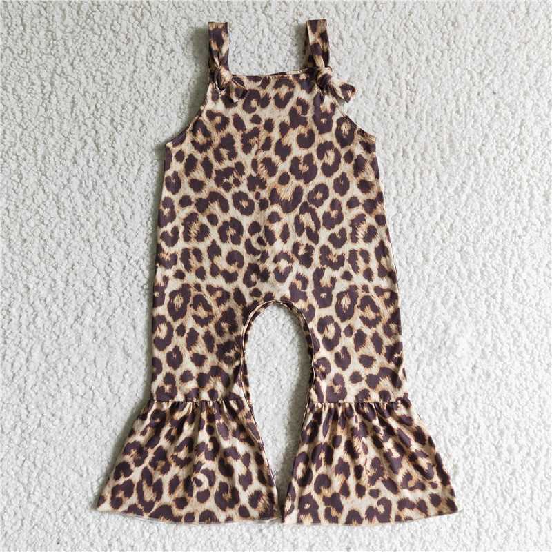 SR0087  baby girls leopard strap overalls jumpsuits