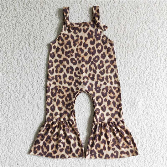 SR0087  baby girls leopard strap overalls jumpsuits