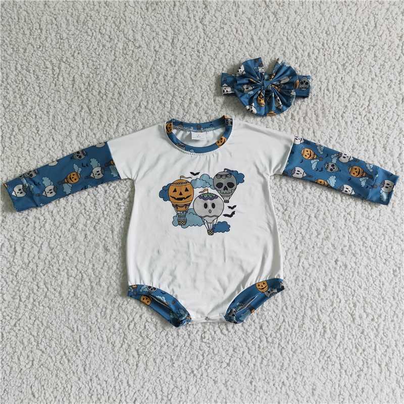 LR0125Balloon bat long sleeve baby kids Halloween romper
